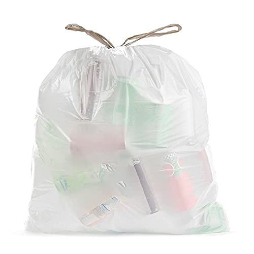 Aluf Plastics 18 Gallon 2.0 MIL White Drawstring Trash Bags - 25" x 28" - Pack of 50 - For Home, Outdoor, Industrial, & Commercial