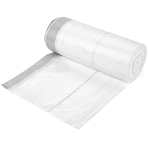 Aluf Plastics 18 Gallon 2.0 MIL White Drawstring Trash Bags - 25" x 28" - Pack of 50 - For Home, Outdoor, Industrial, & Commercial