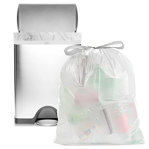 Aluf Plastics 18 Gallon 2.0 MIL White Drawstring Trash Bags - 25" x 28" - Pack of 50 - For Home, Outdoor, Industrial, & Commercial