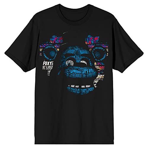 Five Nights at Freddy's Freddy Fazbear Blue Shadow Men's Black T-shirt-2XL