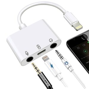 iphone microphone adapter lightning to headphone and microphone adapter for live streaming 3.5mm headphone adapter with charging port iphone audio splitter compatible with iphone 14 13 12 11 se x 8 7