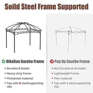 DikaSun Gazebo 10x12 Steel Frame Double Vent Waterproof Roofs Outdoor Gazebo with Netting Canopy Gazebos Patio Gazebo for Garden, Backyard, Deck, and Lawns (Beige)