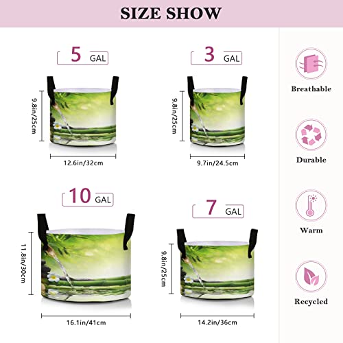 xigua 5 Gallon Plant Grow Bags with Strap Handles,Heavy Duty Thickened Nonwoven Aeration Fabric Pots Durable Container for Garden, Bamboo Stalks Candle and Basalt Stones