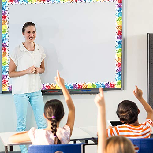 Rainbow Confetti Border Trim, Bulletin Borders Stickers, 66 ft Back to School Decoration Borders for Bulletin Board/Black Board Trim, Teacher Student Use for Classroom School Decoration