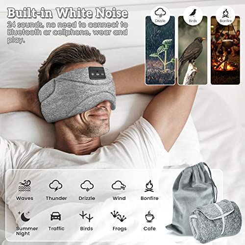 Bluetooth Sleep Mask with Headphones 24 White Noise Ice-Feeling Extra Soft Modal Lining Blackout Sleep Eye Mask Ultra-Thin Sleep Headphones