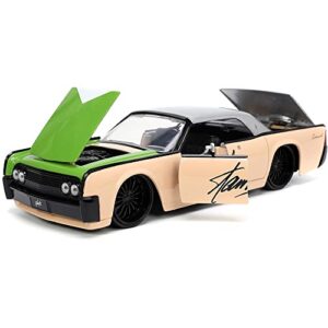 Jada Toys Stan Lee 1:24 1963 Lincoln Continental Die-cast Car & Figure, Toys for Kids and Adults Yellow