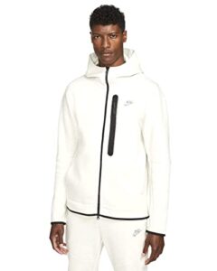 nike sportswear tech fleece men's full-zip hoodie (large, white/heather)
