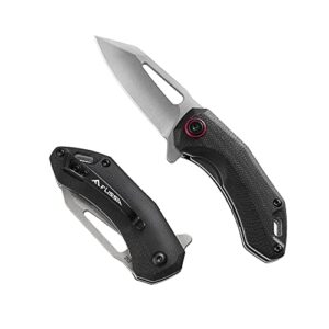 flissa mini pocket knife, folding edc knife, 2.5 inch d2 blade, g10 handle, for outdoors, hiking, camping, black