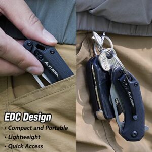 FLISSA Mini Pocket Knife, Folding EDC Knife, 2.5 inch D2 Blade, G10 Handle, for Outdoors, Hiking, Camping, Black