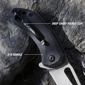 FLISSA Mini Pocket Knife, Folding EDC Knife, 2.5 inch D2 Blade, G10 Handle, for Outdoors, Hiking, Camping, Black