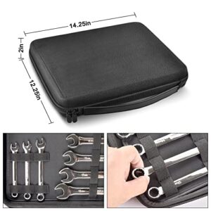 Wrench Organizer Holder Case for Ratcheting Wrench Set Metric & SAE, 19 Combination Ratchet Wrenches Tool Box Roll Pouch for WORKPRO/ for EFFICERE/ for JAEGER/ for GEARWRENCH/ for CRAFTSMAN-Bag Only