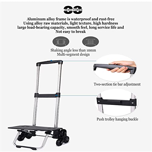 ZZCX Stair Climber Trolley 3 Wheels Heavy Duty Shopping Hand Truck,45inch Handle Height Load Capacity of 20 Kg, Built-in Insulation, Folding Grocery Cart Widely Used,3