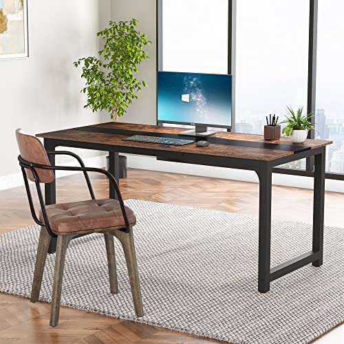 Tribesigns Modern Computer Desk, 70.8 x 31.5 inch Large Office Desk Computer Table Study Writing Desk Workstation for Home Office, Rustic/Black
