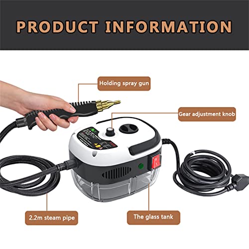 EDYYDS High Pressure Steam Cleaner, 2500W Handheld High Temp Fast Heating Portable Cleaning Machine, for Home Use Grout Tile Car Detailing Kitchen Bathroom with 3 Brush Heads