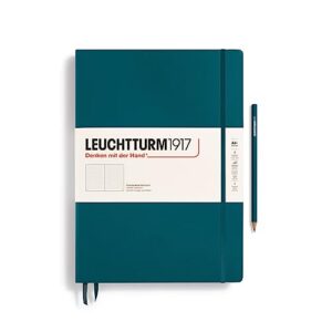 leuchtturm1917 - notebook hardcover master classic a4+ - 235 numbered pages for writing and journaling (pacific green, dotted)