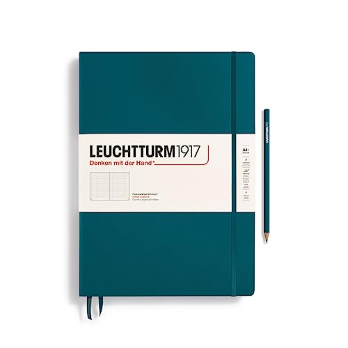 LEUCHTTURM1917 - Notebook Hardcover Master Classic A4+ - 235 Numbered Pages for Writing and Journaling (Pacific Green, Dotted)