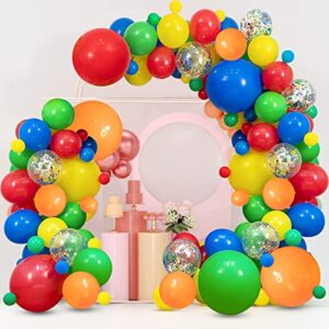 fiesta balloons garland arch kit,117pcs rianbow confetti balloons in 4 size 18"12"10"5" latex balloons for birthday party carnival circus fiesta wedding party decorations.………