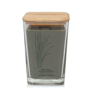 yankee candle grounding vetiver & incense well living collection large square candle, 19.5 oz.