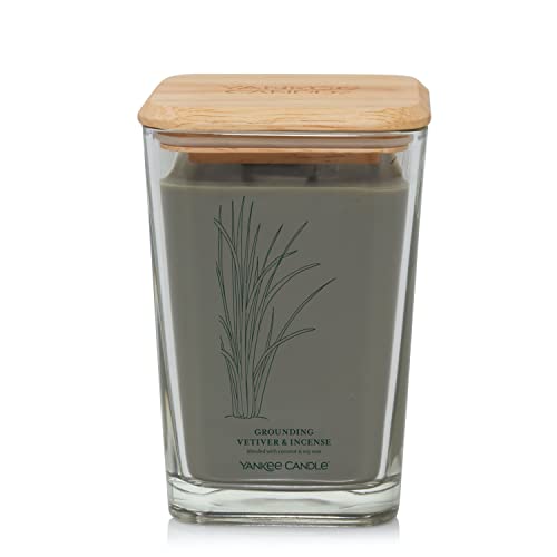 Yankee Candle Grounding Vetiver & Incense Well Living Collection Large Square Candle, 19.5 oz.