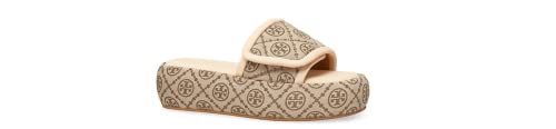 Tory Burch Women's T Monogram Hazel Logo Jacquard Platform Slides Shoes (8, Numeric_8)