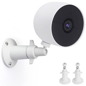 uyodm 2 pack wall mount holder compatible with google nest cam outdoor or indoor, battery - 360°rotation security mounting bracket for nest cam with 1/4 screw thread, camera not included (white)