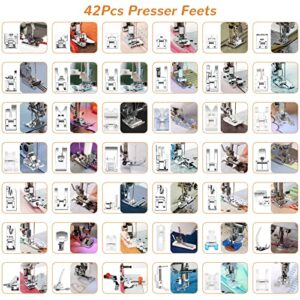 Presser Foot Set 42Pcs, Sewing Machine Presser Feet Kit Accessories with Manual for Brother, Babylock, Singer, Elna, Toyota, New Home, Simplicity, Necchi, Kenmore Low Shank Machines