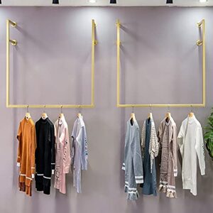 Wall-Mounted Garment Rack ,Modern Simple Clothing Store Heavy Metal Display Stand Garment Bar,Clothes Rail,Bathroom Hanging Towel Rack,Multi-purpose Hanging Rod for Closet Storage (Gold-F-Shaped,39.37"L)