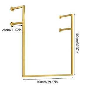 Wall-Mounted Garment Rack ,Modern Simple Clothing Store Heavy Metal Display Stand Garment Bar,Clothes Rail,Bathroom Hanging Towel Rack,Multi-purpose Hanging Rod for Closet Storage (Gold-F-Shaped,39.37"L)