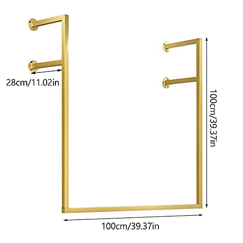 Wall-Mounted Garment Rack ,Modern Simple Clothing Store Heavy Metal Display Stand Garment Bar,Clothes Rail,Bathroom Hanging Towel Rack,Multi-purpose Hanging Rod for Closet Storage (Gold-F-Shaped,39.37"L)