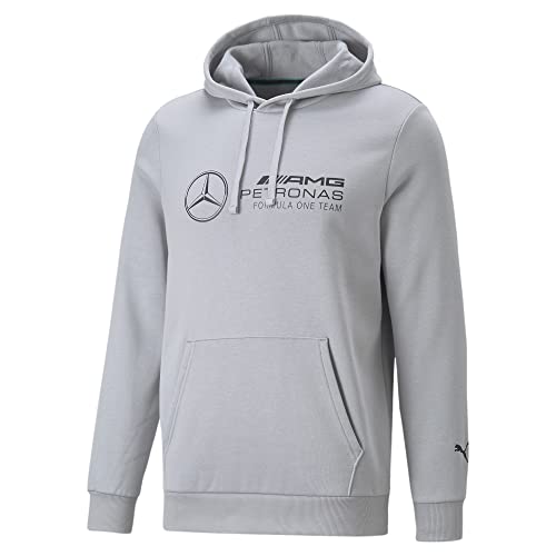 PUMA Men's Standard Essentials Fleece Hoodie, Mercedes Team Silver, Medium