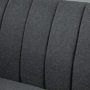 HOMCOM Two Seater Sofa Bed, Convertible Futon Couch Bed, Linen Upholstered Loveseat with Adjustable Backrest for Small Spaces, Living Room, Apartment, and Dorm, Dark Grey