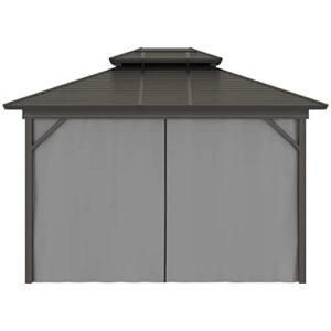 Outsunny 10' x 12' Hardtop Gazebo Canopy with Galvanized Steel Double Roof, Aluminum Frame, Permanent Pavilion Outdoor Gazebo with Netting and Curtains for Patio, Garden, Backyard, Gray
