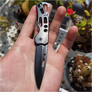 4 Pack Self-Defense Folding Knife With Key Ring Easy To Everyday Carry, Outdoor Survival Stainless Steel Pocket Knife (Black)