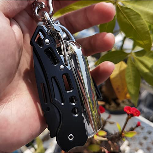 4 Pack Self-Defense Folding Knife With Key Ring Easy To Everyday Carry, Outdoor Survival Stainless Steel Pocket Knife (Black)