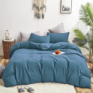 wellboo lake blue comforter set full size women men solid blue bedding sets soft plain dusty blue quilts cotton modern light greyish blue comforters soft health minimalist pure blue vintage bedding