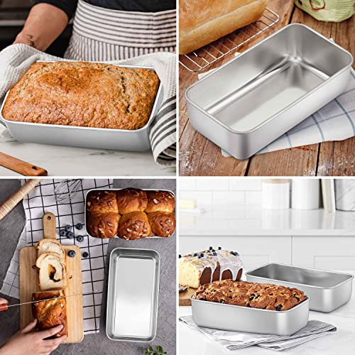 Homikit Loaf Pan Set of 3, 9 x 5 Inch Stainless Steel Loaf Pans for Baking Bread, Medium Metal Meatloaf Cake Pan Great for Home Kitchen, Oven & Dishwasher Safe, Rust Free