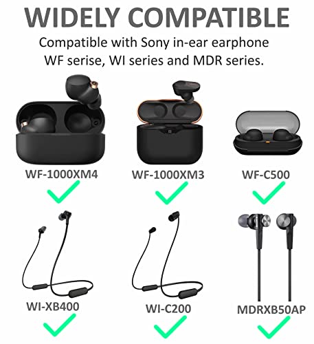 A-Focus Ear Tips Buds Set for WF-1000XM5 WF-1000XM4 WI-XB400 WF-C700N Silicone Eartips Earbuds Eargels Compatible with Sony in-Ear Headset WI-C200 WF-C500 etc 2S2M1L Black