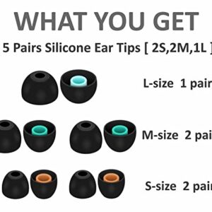 A-Focus Ear Tips Buds Set for WF-1000XM5 WF-1000XM4 WI-XB400 WF-C700N Silicone Eartips Earbuds Eargels Compatible with Sony in-Ear Headset WI-C200 WF-C500 etc 2S2M1L Black