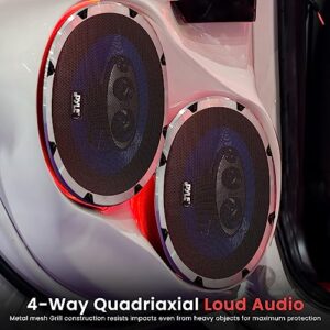 Pyle 6x9/7x10 car Speakers 4-Way Quadriaxial Full Range Sound Audio - Butyl Rubber Surround, 500W w/ 4Ohm Impedance & 3/4'' Piezo Tweeters - Blue Pair