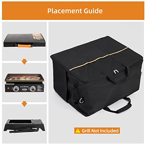 Grill Carry Bag for Blackstone 22 inch Griddle with Hood Lid and Stand, NOELIFE 600D Water-Resistant Outdoor BBQ Grilling Carry Bag Fit for Model 1891, Black (Bag Only)