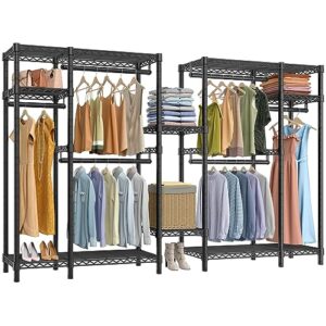 vipek v22s garment rack heavy duty clothes rack large portable wardrobe clothes storage organizer closet with 6 hang rods & 8 shelves - extra wide - 104.5" lx16.5 wx76.4 h, max load 1000lbs, black