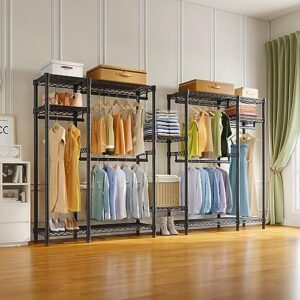 VIPEK V22S Garment Rack Heavy Duty Clothes Rack Large Portable Wardrobe Clothes Storage Organizer Closet with 6 Hang Rods & 8 Shelves - Extra Wide - 104.5" Lx16.5 Wx76.4 H, Max Load 1000lbs, Black