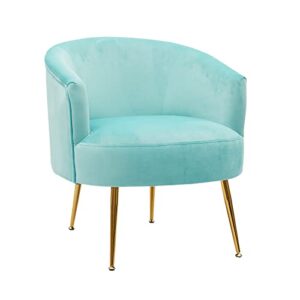 ssline velvet accent barrel chair,modern upholstered leisure arm chair with adjustable gold metal legs,thickly padded,guest chair vanity chair club chairs for living room bedroom office (cyan blue)