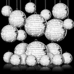 35 pcs hanging mirror disco balls ornaments mini disco ball decorations reflective mirror ball decoration 70s disco themed party decor for christmas tree ornaments (2'', 3'', 4'')