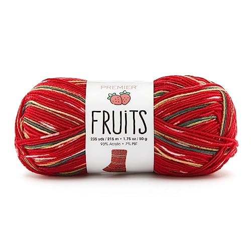 Premier Yarns Fruits Yarn, Acrylic Yarn for Crocheting and Knitting, 235 yds, Strawberry