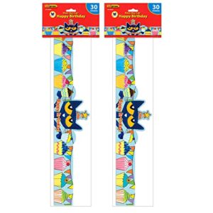 teacher created resources pete the cat happy birthday crowns, 30 per pack, 2 packs