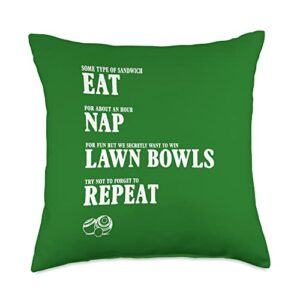 funny retirement lawn bowls for grandma & grandad funny design for lawn bowling & green bowling throw pillow, 18x18, multicolor