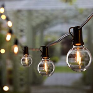 brightown outdoor string lights - 50 ft waterproof connectable dimmable led patio lights with 25 g40 globe bulbs, all weatherproof hanging lights for outside backyard porch party decoration