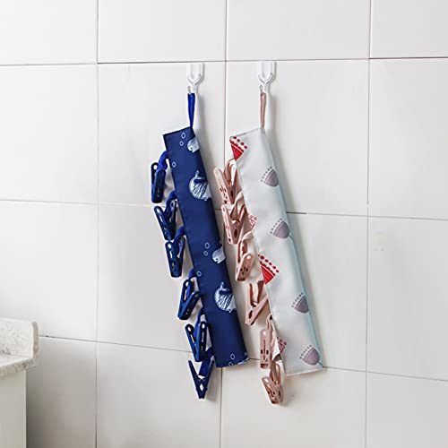 Alvinlite Portable Folding Cloth Socks Drying Hanger, Hooks Clothespins Travel Clothes Clips for Laundry Balcony Bathroom (Blue)