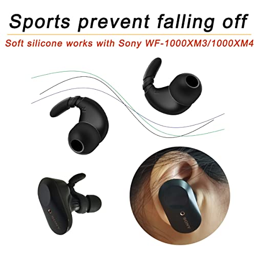 Luckvan Ear Tips for Sony WF-1000XM3/WF-1000XM4 Earhook Replacement Memory Foam Earbuds Tips for Sony WF-1000XM4 WF-XB700 WF-SP800N WF WI XBA Etc. Black 3 Pairs LMS